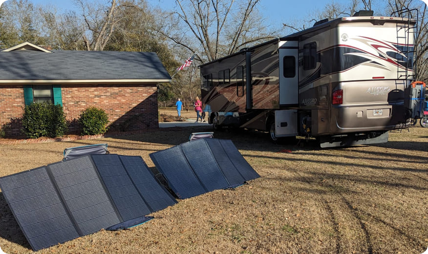 During a trial run over Christmas break, after briefly running the heater, making two 1,200-watt coffees, and taking two showers, I had 19% power left, with sun incoming.