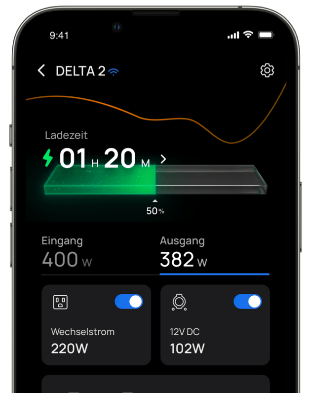 Steuern Sie aus der Ferne und passen Sie alle Einstellungen wie Batterielaufzeit, Ein-/Ausgang und mehr an.